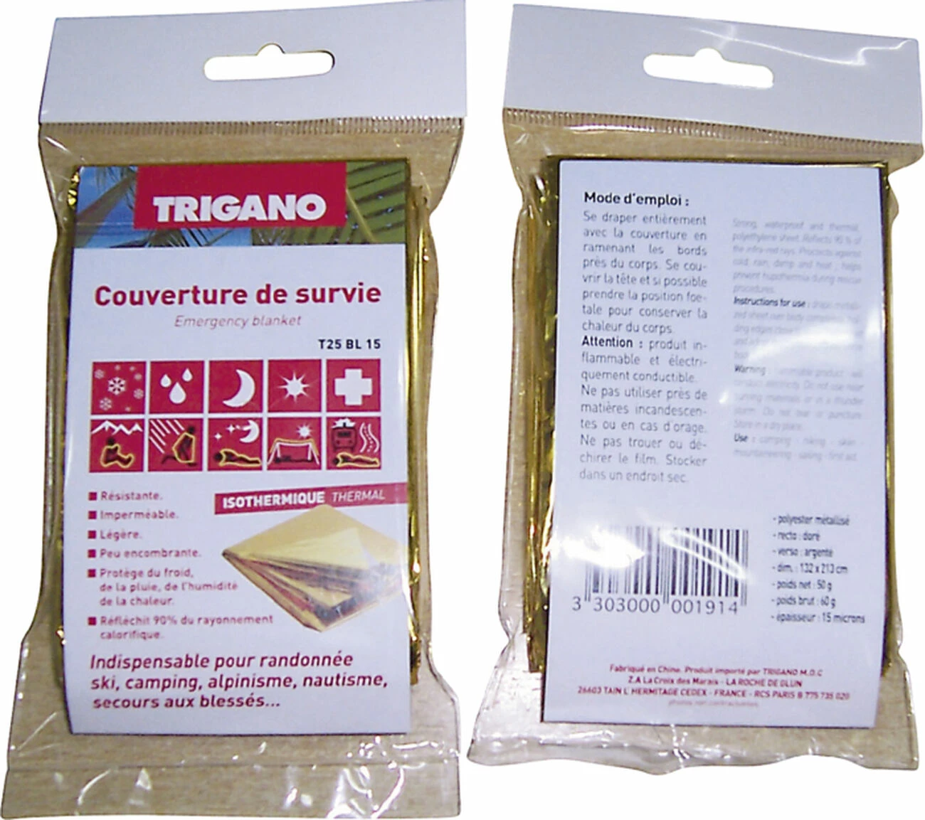 Meilleure vente 👍 COUVERTURE DE SURVIE Randonnée TRIGANO COUV.SURVIE 50G 😍 2 Meilleure vente 👍 COUVERTURE DE SURVIE Randonnée TRIGANO COUV.SURVIE 50G 😍 – Image 2