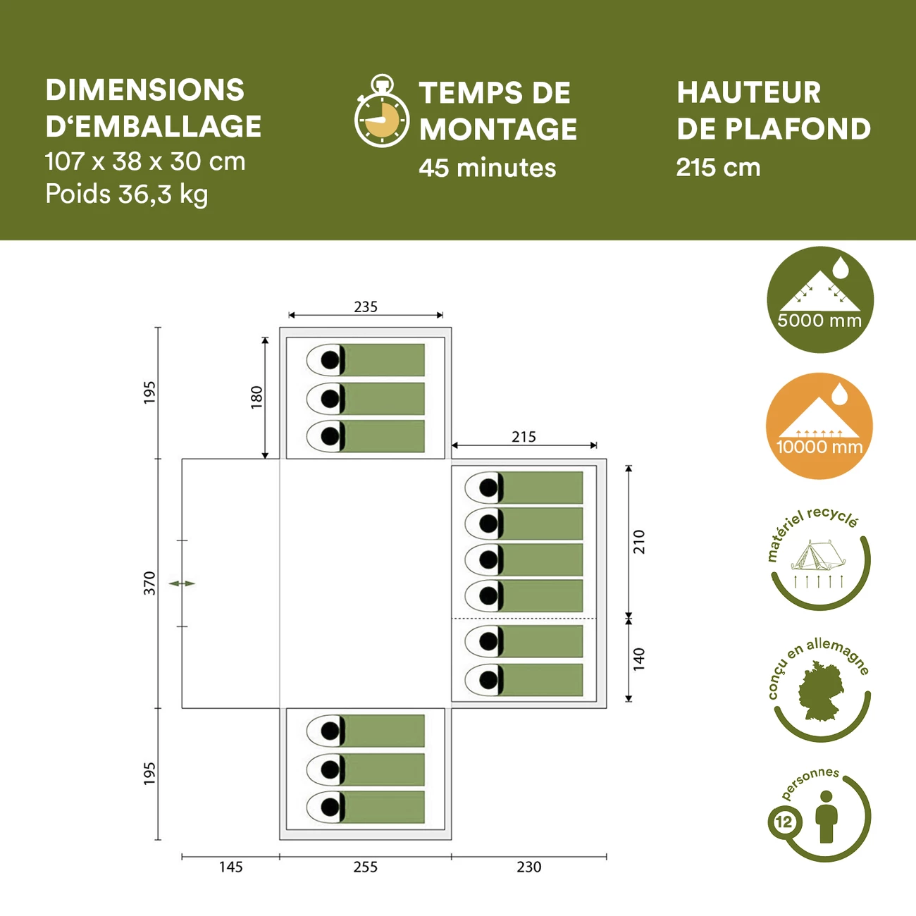 Remise 🌟 Camping Skandika Tente Familiale Nimbus 12 Personnes 🎁 6 Remise 🌟 Camping Skandika Tente Familiale Nimbus 12 Personnes 🎁 – Image 6