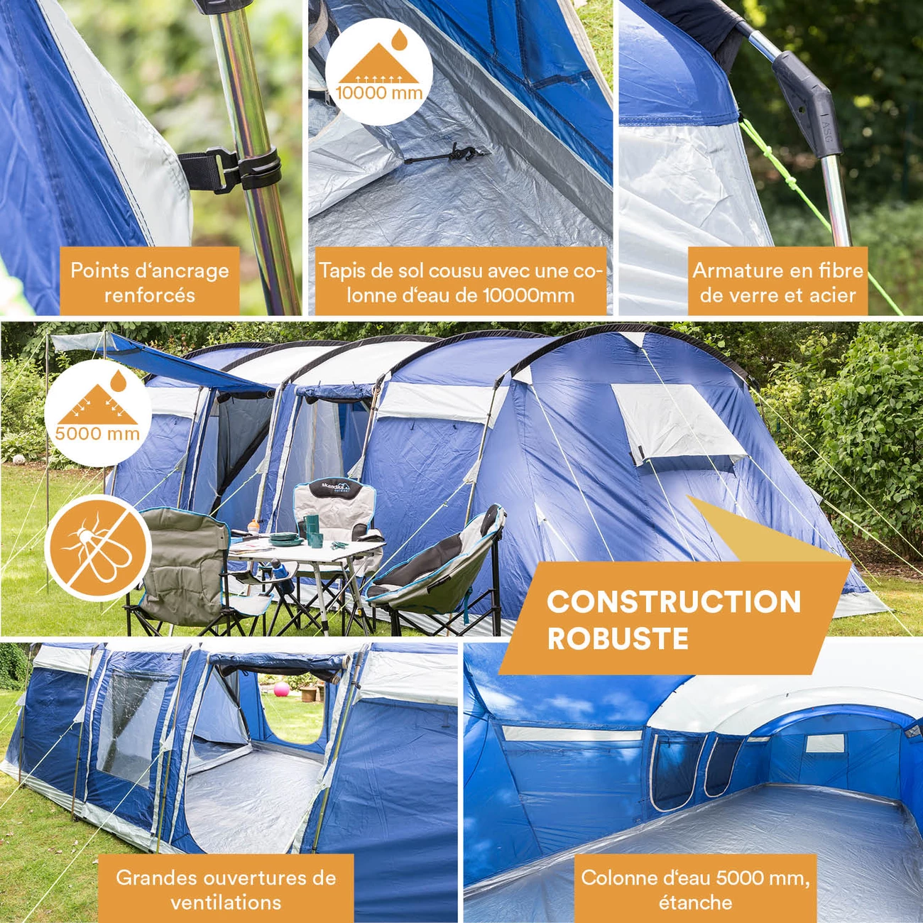 Vente flash 🛒 Camping Skandika Tente Familiale Montana 8 Protect (bleu) ✨ 3 Vente flash 🛒 Camping Skandika Tente Familiale Montana 8 Protect (bleu) ✨ – Image 3
