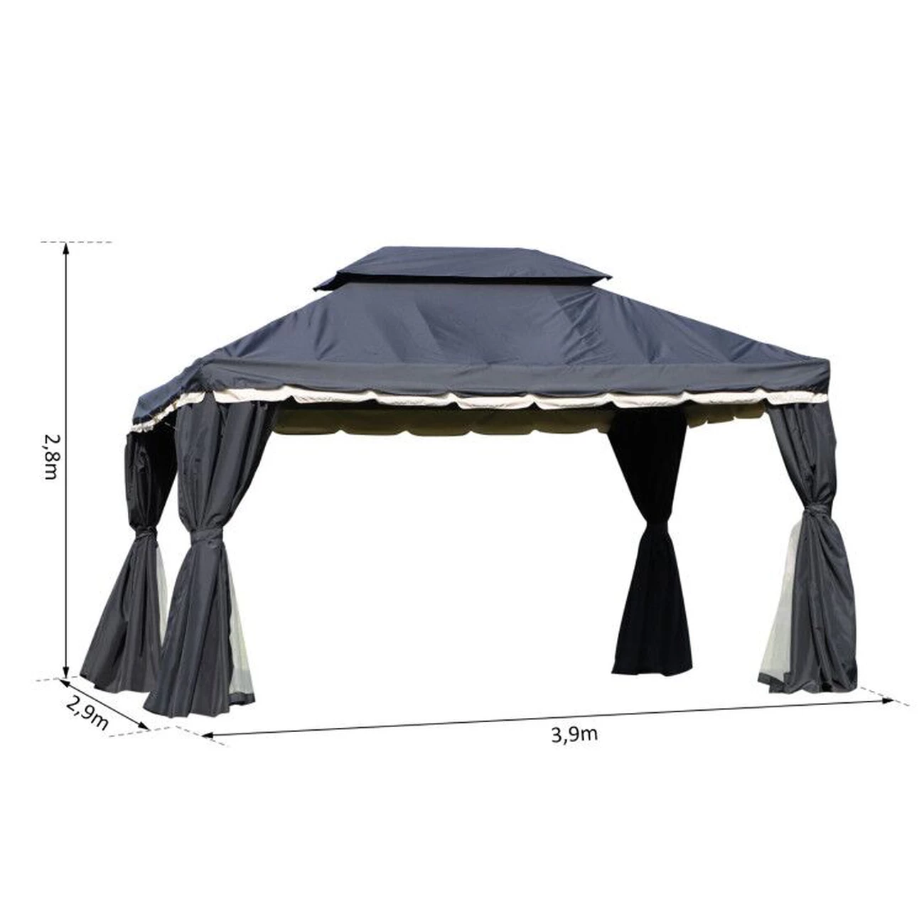 Offres 🔔 Outsunny Tonnelle Barnum Pavillon De Jardin Style Colonial Double Toit Toile Moustiquaires Et Toiles Amovibles 3,9l X 2,9l X 2,8h M Noir 👏 3 Offres 🔔 Outsunny Tonnelle Barnum Pavillon De Jardin Style Colonial Double Toit Toile Moustiquaires Et Toiles Amovibles 3,9l X 2,9l X 2,8h M Noir 👏 – Image 3