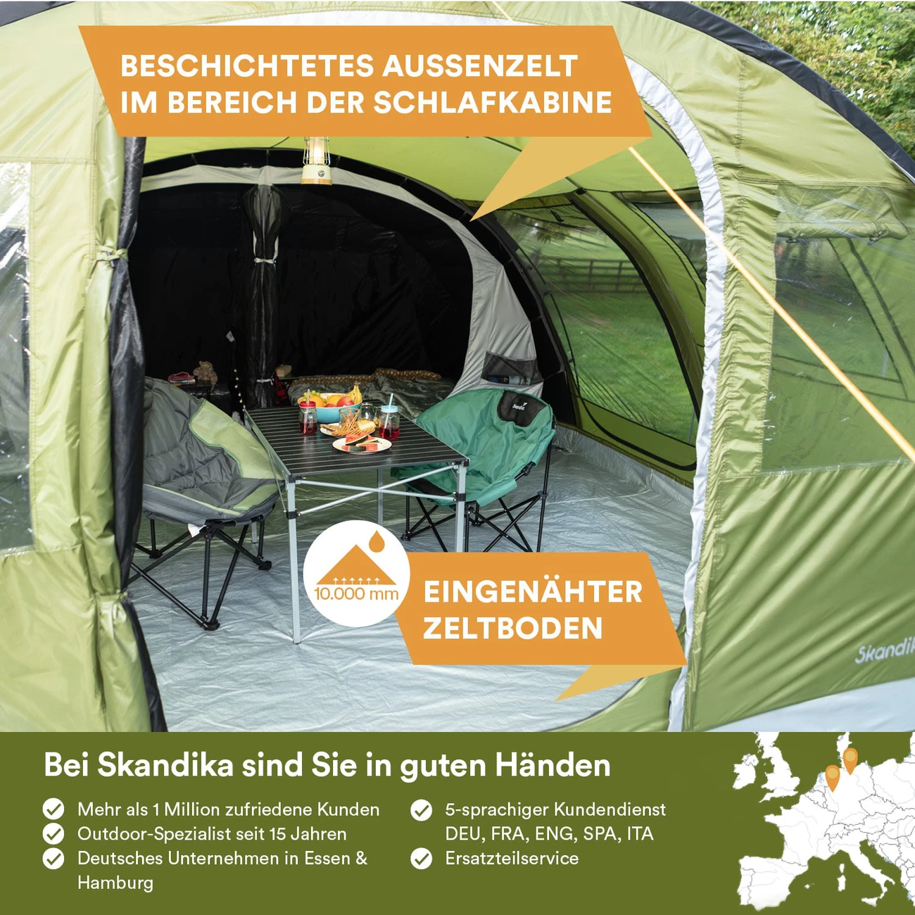 Vente flash ⌛ Camping Skandika Gotland 6 Sleeper Protect - Tente Tunnel 6 Pers. - Sol Cousu - Cabines Noires 👍 4 Vente flash ⌛ Camping Skandika Gotland 6 Sleeper Protect - Tente Tunnel 6 Pers. - Sol Cousu - Cabines Noires 👍 – Image 4