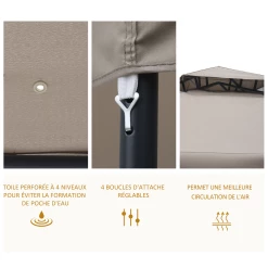 Budget 👍 Outsunny Pavillon De Jardin Tonnelle Barnum Style Colonial Double Toit Toiles Moustiquaires Amovibles Zippées Taupe 👏 -Outsunny Shop 3723d2c3707d4610a2e00c8f9a898892