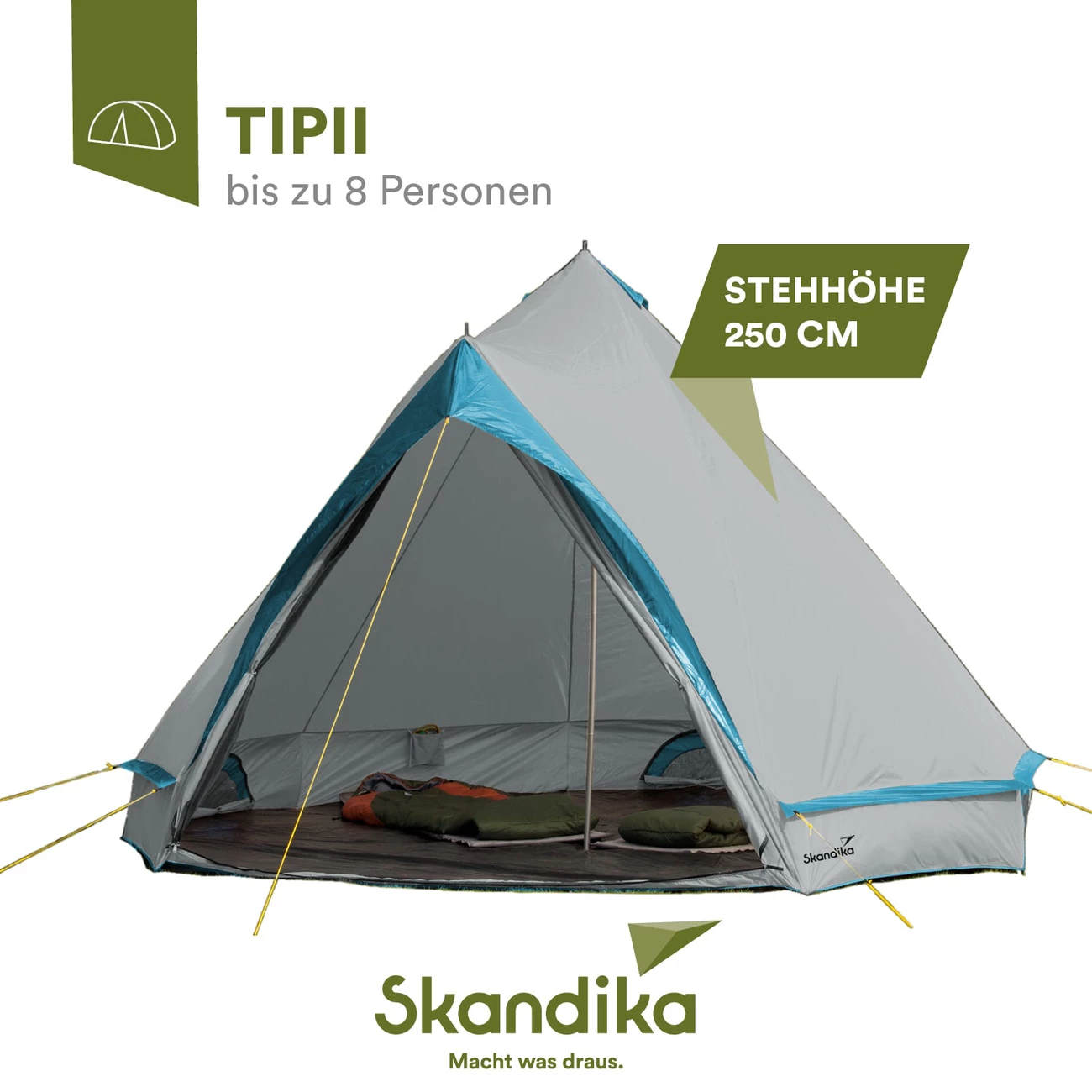 Coupon 😍 Camping Skandika Skandika Tipi Comanche 8 Personnes (gris/turquoise) 🥰 2 Coupon 😍 Camping Skandika Skandika Tipi Comanche 8 Personnes (gris/turquoise) 🥰 – Image 2