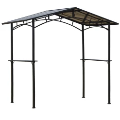 Top 10 ✔️ Outsunny Pavillon Jardin - Abri Barbecue - Steakhouse 2 Étagères - Toit De Barbecue - Dim. 2,46l X 1,49l X 2,30h M - Alu. Métal Noir Toit Polycarbonate 🎁