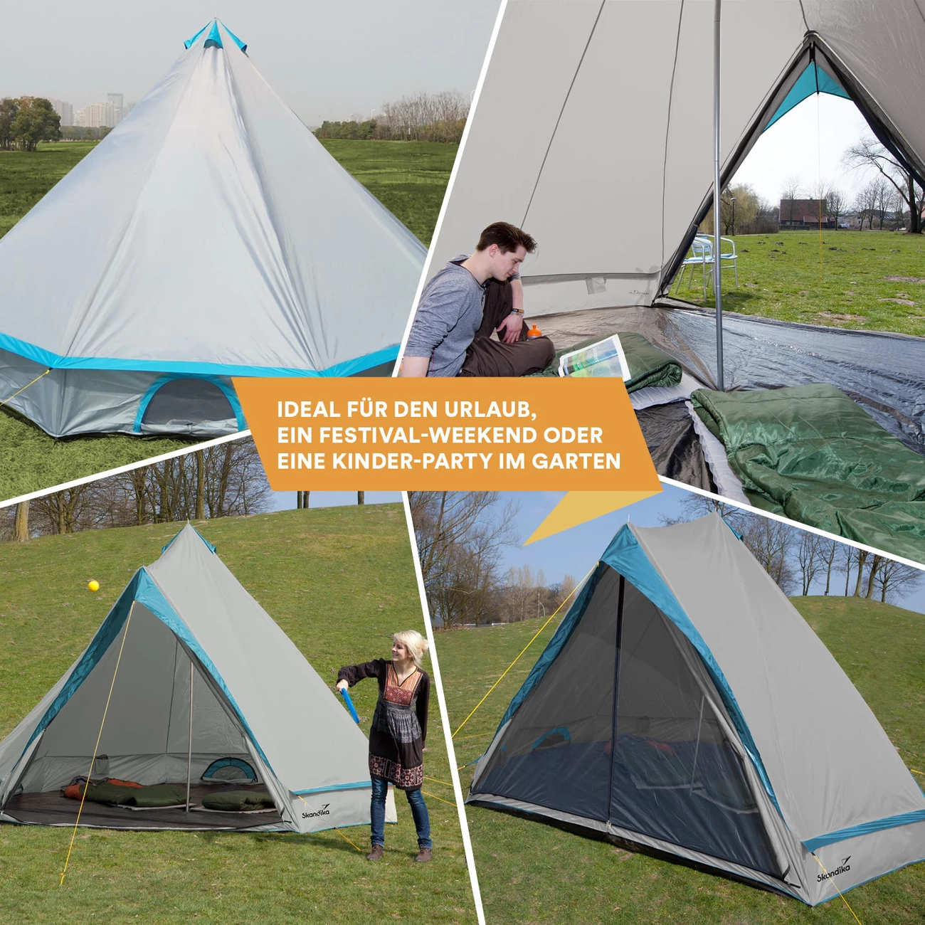 Coupon 😍 Camping Skandika Skandika Tipi Comanche 8 Personnes (gris/turquoise) 🥰 3 Coupon 😍 Camping Skandika Skandika Tipi Comanche 8 Personnes (gris/turquoise) 🥰 – Image 3