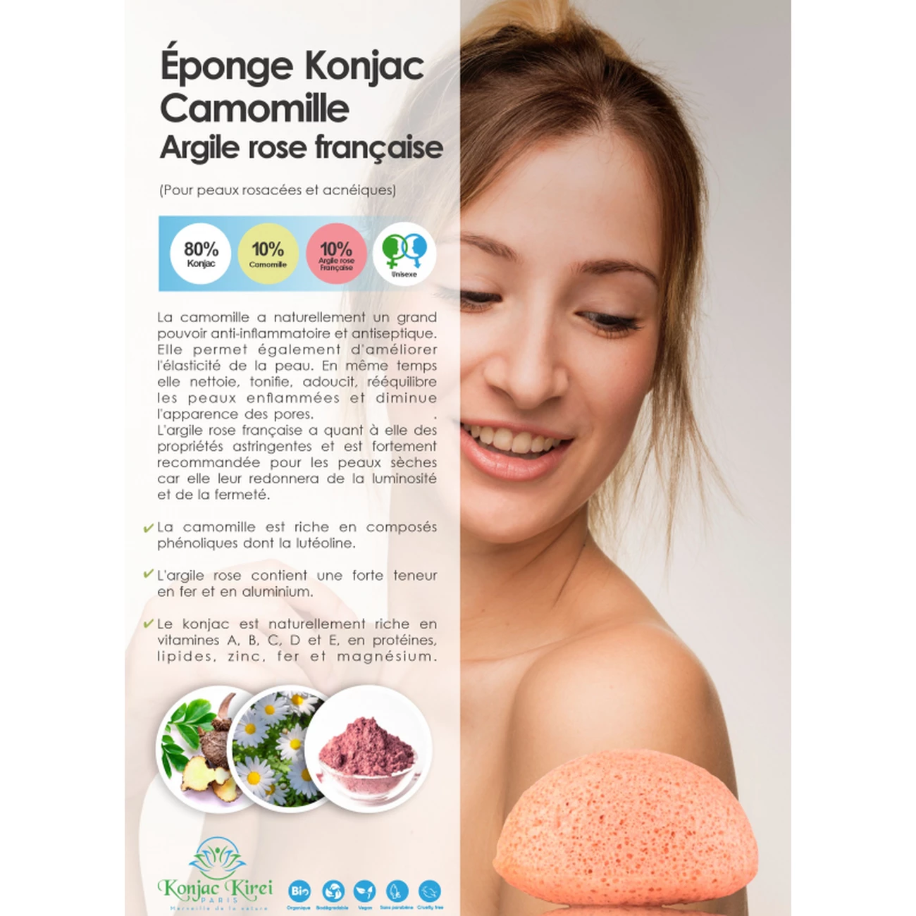 Le moins cher 🛒 Konjac Kirei Paris Eponge Visage - Camomille - Konjac Kirei Paris 🌟 2 Le moins cher 🛒 Konjac Kirei Paris Eponge Visage - Camomille - Konjac Kirei Paris 🌟 – Image 2