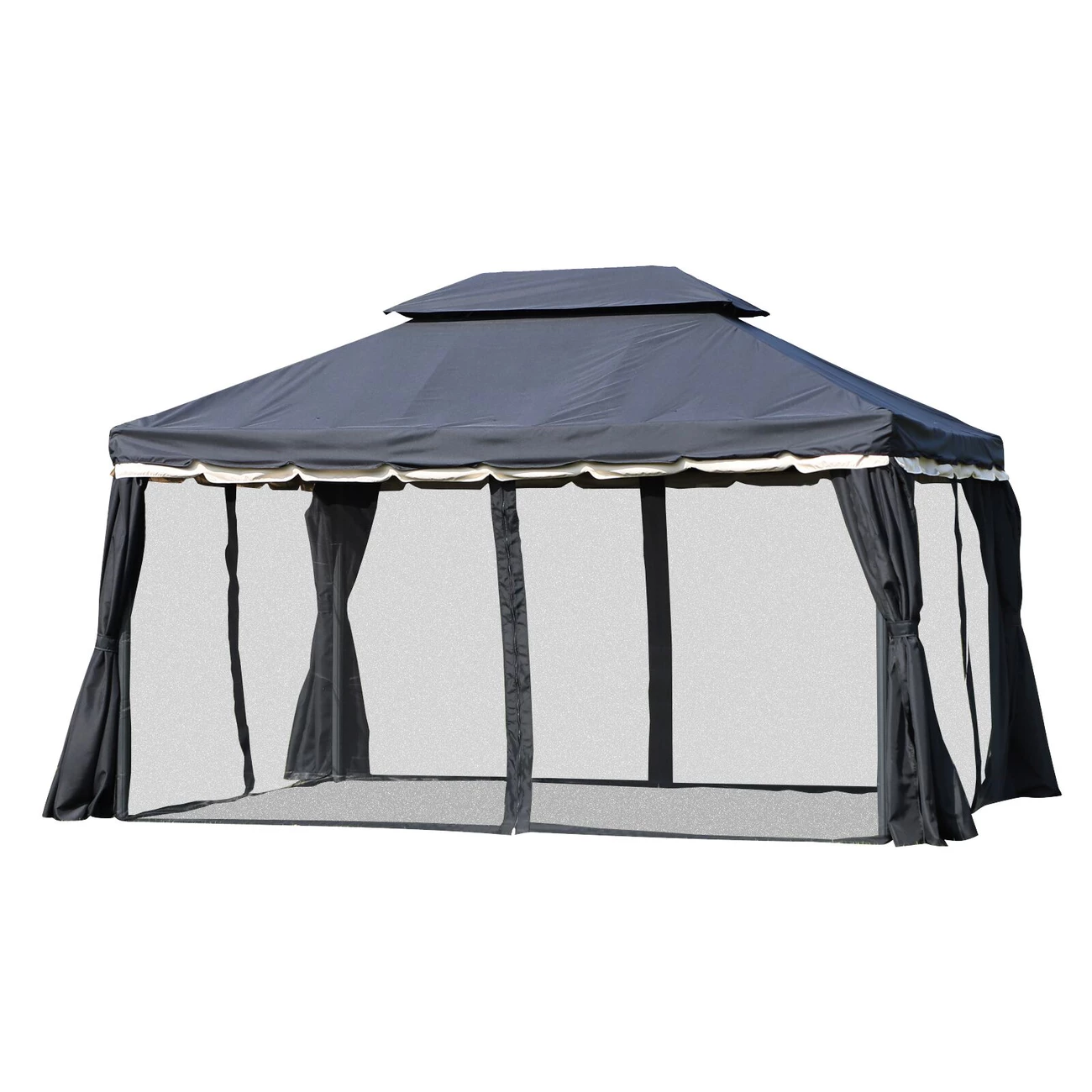 Offres 🔔 Outsunny Tonnelle Barnum Pavillon De Jardin Style Colonial Double Toit Toile Moustiquaires Et Toiles Amovibles 3,9l X 2,9l X 2,8h M Noir 👏 4 Offres 🔔 Outsunny Tonnelle Barnum Pavillon De Jardin Style Colonial Double Toit Toile Moustiquaires Et Toiles Amovibles 3,9l X 2,9l X 2,8h M Noir 👏 – Image 4