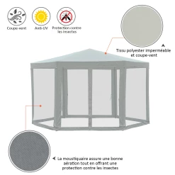 Budget 🎁 Camping Outsunny Tonnelle Barnum Tente De Réception Hexagonale Style Cosy Métal Polyester Imperméabilisé Écru Blanc Neuf 44cw 💯 9 Budget 🎁 Camping Outsunny Tonnelle Barnum Tente De Réception Hexagonale Style Cosy Métal Polyester Imperméabilisé Écru Blanc Neuf 44cw 💯 -Outsunny Shop 5c058e3421214ed1bbe81dfbe8c738b5
