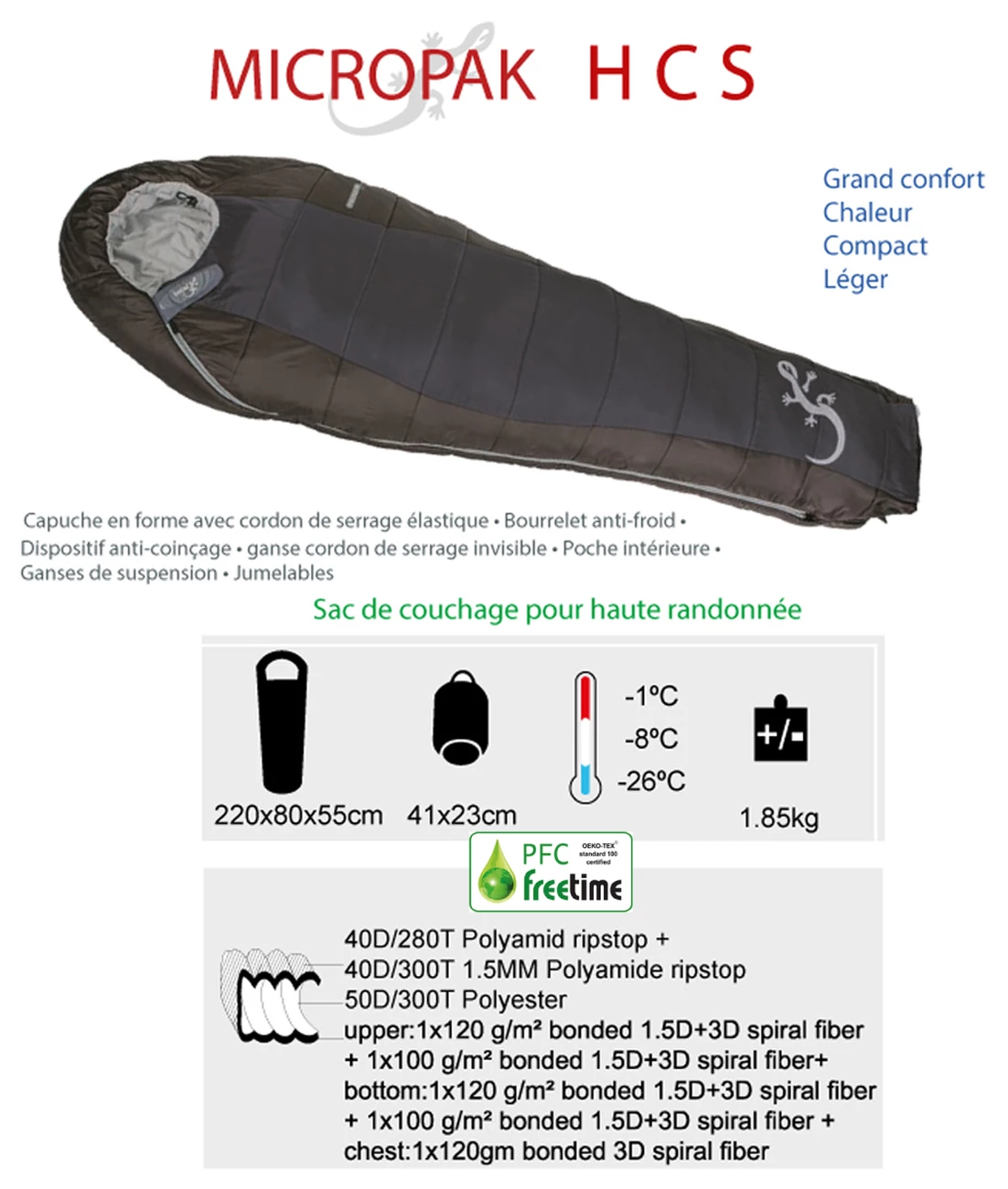 Bon marché ❤️ Randonnée Freetime Micropak Hcs - Sac De Couchage De 1 À 4 Saisons-zip Droit - Freetime ✨ 2 Bon marché ❤️ Randonnée Freetime Micropak Hcs - Sac De Couchage De 1 À 4 Saisons-zip Droit - Freetime ✨ – Image 2