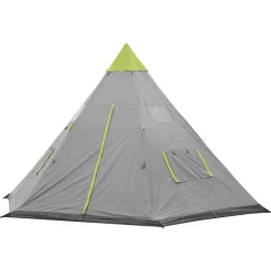 Coupon 😀 Aucune Surpass - Tente Tipi - 4 Personnes - Vert & Gris 🔔 -Outsunny Shop 66c37ff4c1e240088d37b425e03ab286