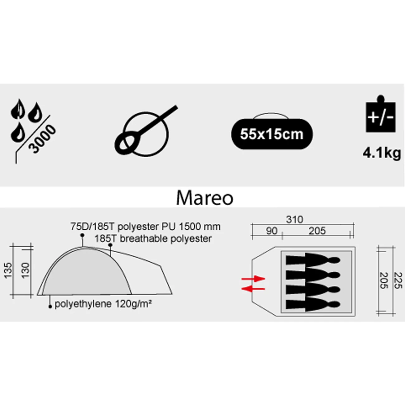 Meilleur prix ✔️ Camping Freetime Mareo - Tente Avec Avancée 3/4 Places Pour Camping Et Randonnée - Freetime ⭐ 4 Meilleur prix ✔️ Camping Freetime Mareo - Tente Avec Avancée 3/4 Places Pour Camping Et Randonnée - Freetime ⭐ – Image 4