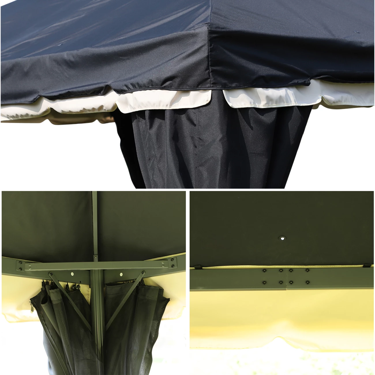 Offres 🔔 Outsunny Tonnelle Barnum Pavillon De Jardin Style Colonial Double Toit Toile Moustiquaires Et Toiles Amovibles 3,9l X 2,9l X 2,8h M Noir 👏 6 Offres 🔔 Outsunny Tonnelle Barnum Pavillon De Jardin Style Colonial Double Toit Toile Moustiquaires Et Toiles Amovibles 3,9l X 2,9l X 2,8h M Noir 👏 – Image 6