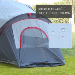 Bon marché ???? Outsunny Tente De Camping Familiale 5-6 Pers. - Grande Porte + 3 Fenêtres - Dim. 4,55l X 2,3l X 1,8h M Fibre Verre Polyester Oxford Gris ???? -Outsunny Shop 8607d74959654b86860afc5f61d24e25