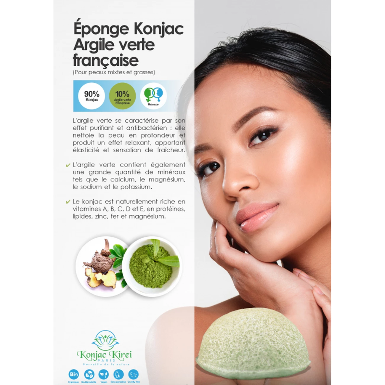 Acheter ⭐ Konjac Kirei Paris Eponge Visage - Argile Vert - Konjac Kirei Paris 🥰 2 Acheter ⭐ Konjac Kirei Paris Eponge Visage - Argile Vert - Konjac Kirei Paris 🥰 – Image 2