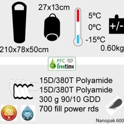 Grosses soldes 🤩 Randonnée Freetime Nanopak 600d, Sac De Couchage Duvet Plume -15°c. Zip Gauche - 600gr- Freetime 😉 -Outsunny Shop af5813096ef04aeeae4233c09625ad1c