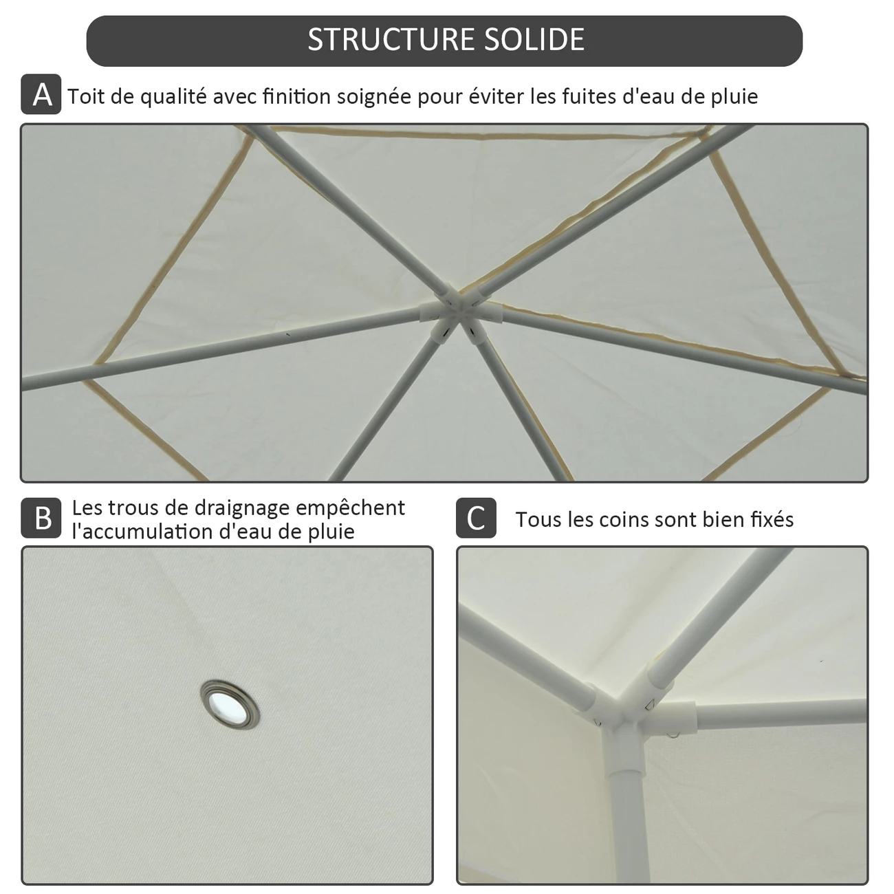 Budget 🎁 Camping Outsunny Tonnelle Barnum Tente De Réception Hexagonale Style Cosy Métal Polyester Imperméabilisé Écru Blanc Neuf 44cw 💯 6 Budget 🎁 Camping Outsunny Tonnelle Barnum Tente De Réception Hexagonale Style Cosy Métal Polyester Imperméabilisé Écru Blanc Neuf 44cw 💯 – Image 6