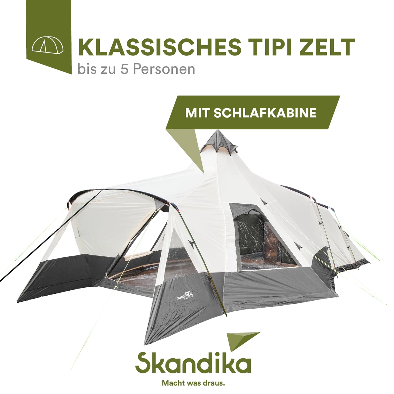 Remise ✨ Camping Skandika Navaho - Tente Familiale Tipi - 5 Personnes - 720 X 470 Cm - Sol Cousu ⌛ 2 Remise ✨ Camping Skandika Navaho - Tente Familiale Tipi - 5 Personnes - 720 X 470 Cm - Sol Cousu ⌛ – Image 2