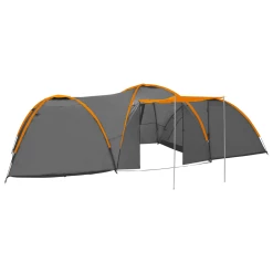 Meilleure affaire 💯 Outdoor Vidaxl Vidaxl Tente Igloo De Camping 6540x190cm 8 Personnes Gris Et Orange 🔔