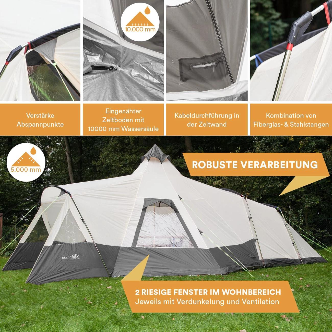 Remise ✨ Camping Skandika Navaho - Tente Familiale Tipi - 5 Personnes - 720 X 470 Cm - Sol Cousu ⌛ 6 Remise ✨ Camping Skandika Navaho - Tente Familiale Tipi - 5 Personnes - 720 X 470 Cm - Sol Cousu ⌛ – Image 6