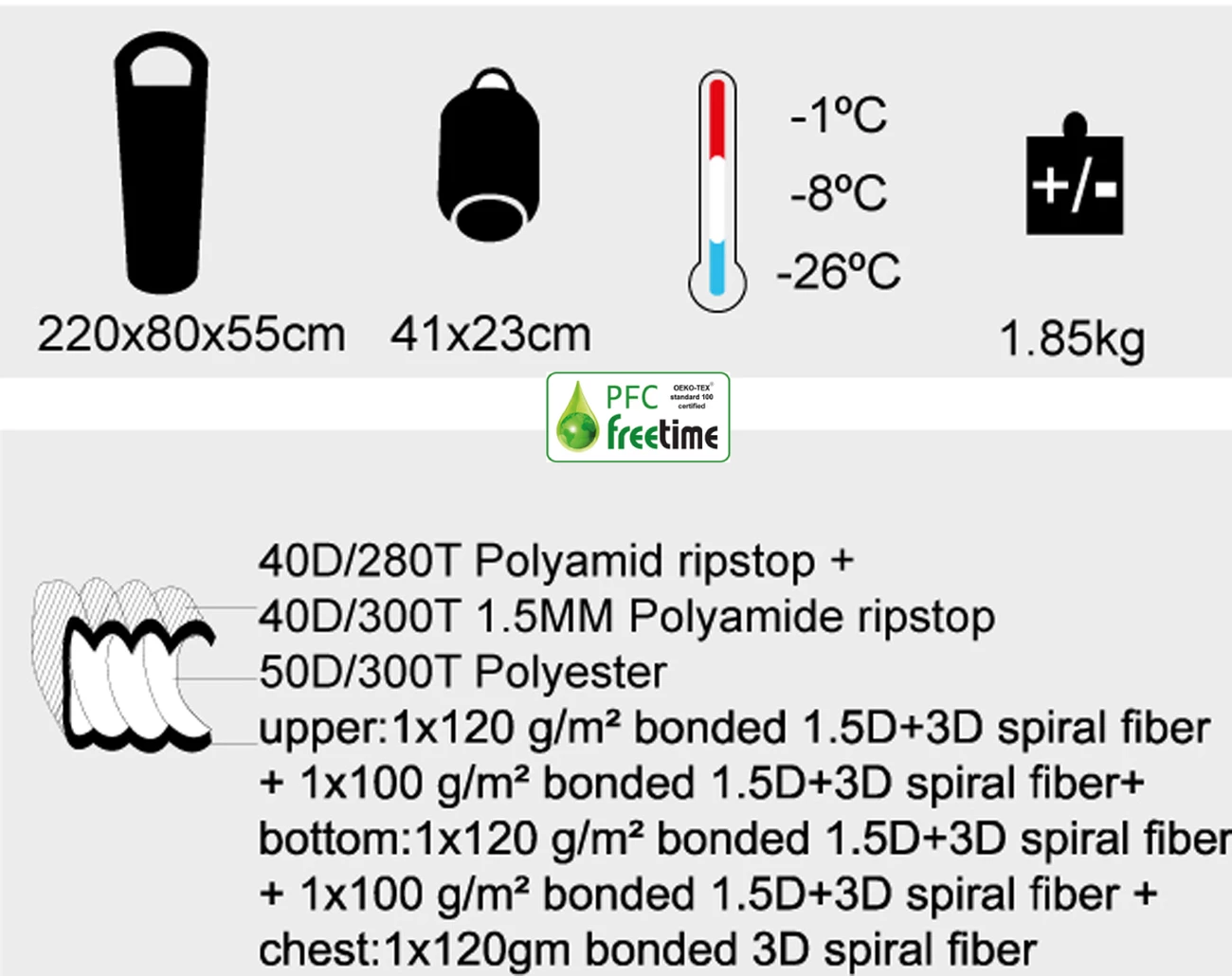 Bon marché ❤️ Randonnée Freetime Micropak Hcs - Sac De Couchage De 1 À 4 Saisons-zip Droit - Freetime ✨ 3 Bon marché ❤️ Randonnée Freetime Micropak Hcs - Sac De Couchage De 1 À 4 Saisons-zip Droit - Freetime ✨ – Image 3