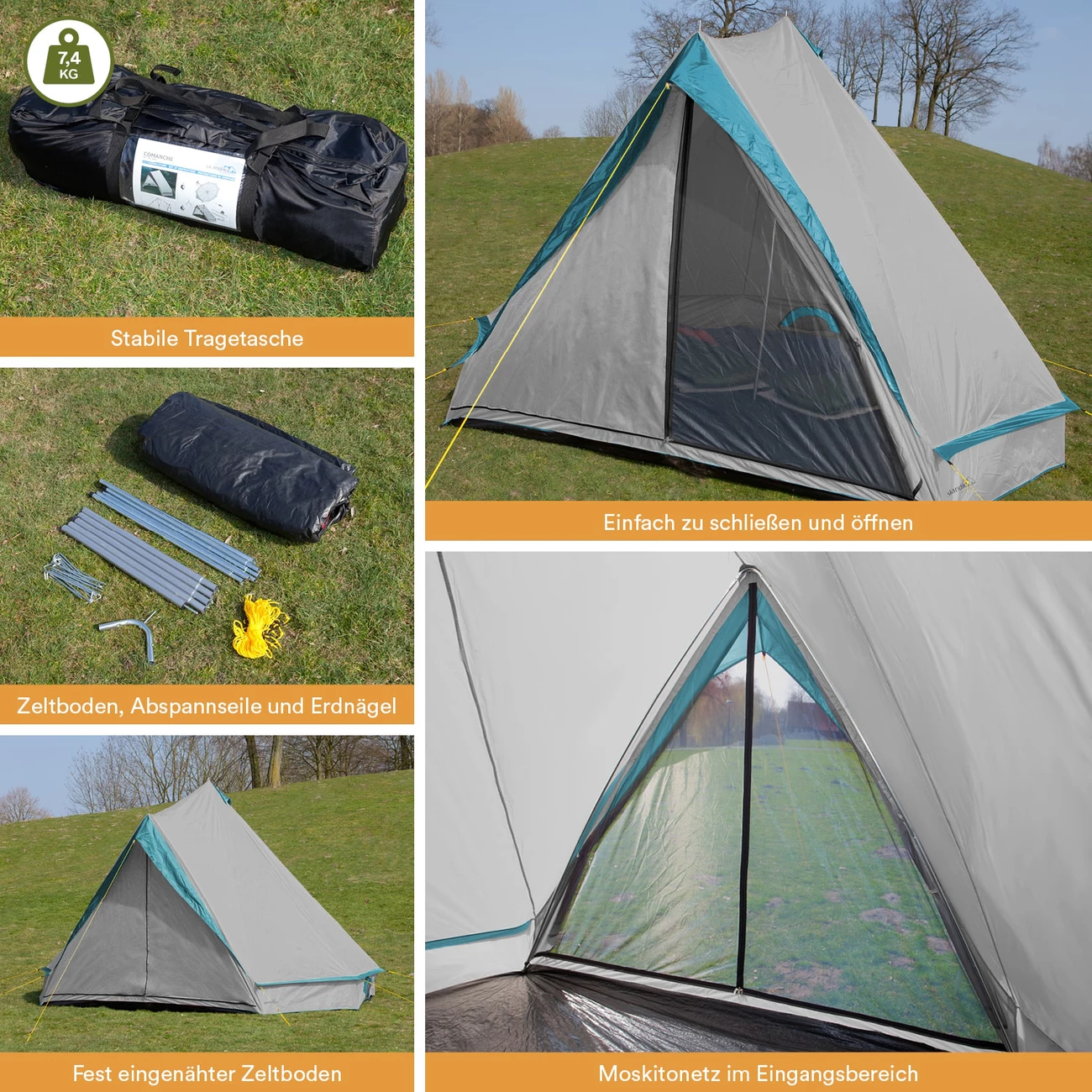 Coupon 😍 Camping Skandika Skandika Tipi Comanche 8 Personnes (gris/turquoise) 🥰 5 Coupon 😍 Camping Skandika Skandika Tipi Comanche 8 Personnes (gris/turquoise) 🥰 – Image 5